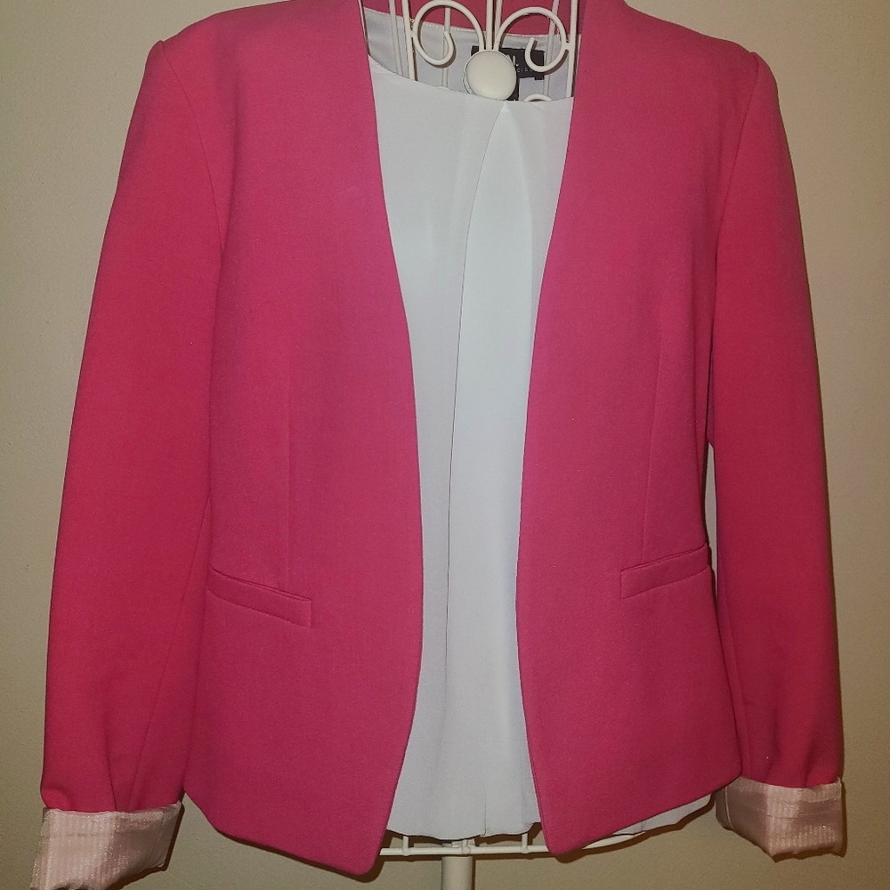 Ann Taylor LOFT Hot Pink open front blazer size 4